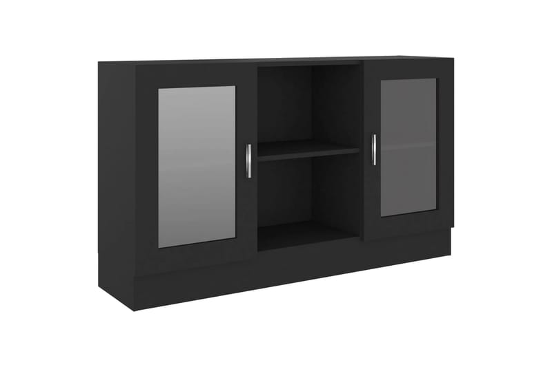 Vitriinikaappi musta 120x30,5x70 cm lastulevy - Musta - Säilytys - Kaappi - Vitriini
