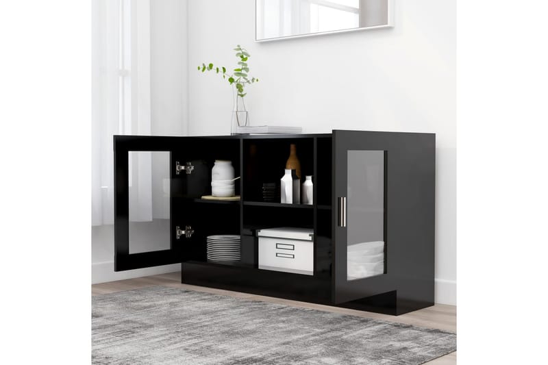 Vitriinikaappi musta 120x30,5x70 cm lastulevy - Musta - Säilytys - Kaappi - Vitriini