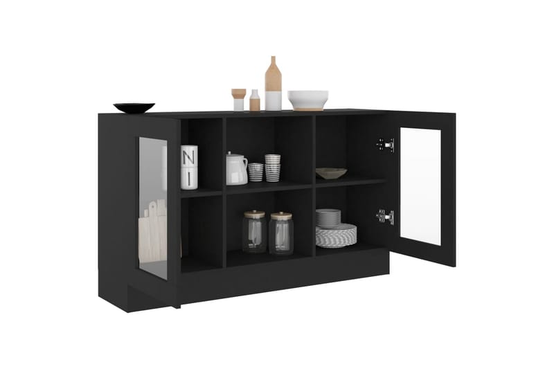 Vitriinikaappi musta 120x30,5x70 cm lastulevy - Musta - Säilytys - Kaappi - Vitriini