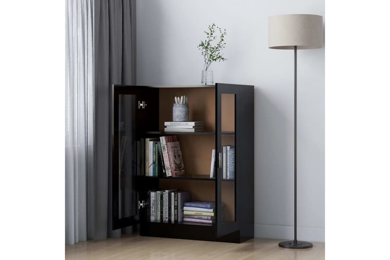 Vitriinikaappi musta 82,5x30,5x115 cm lastulevy - Musta - Säilytys - Kaappi - Vitriini