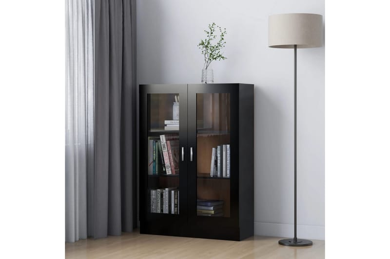 Vitriinikaappi musta 82,5x30,5x115 cm lastulevy - Musta - Säilytys - Kaappi - Vitriini