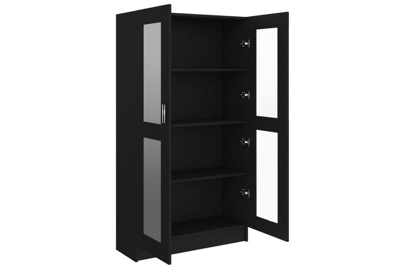 Vitriinikaappi musta 82,5x30,5x150 cm lastulevy - Musta - Säilytys - Kaappi - Vitriini