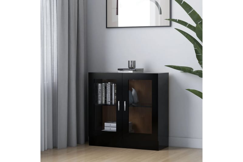 Vitriinikaappi musta 82,5x30,5x80 cm lastulevy - Musta - Säilytys - Kaappi - Vitriini