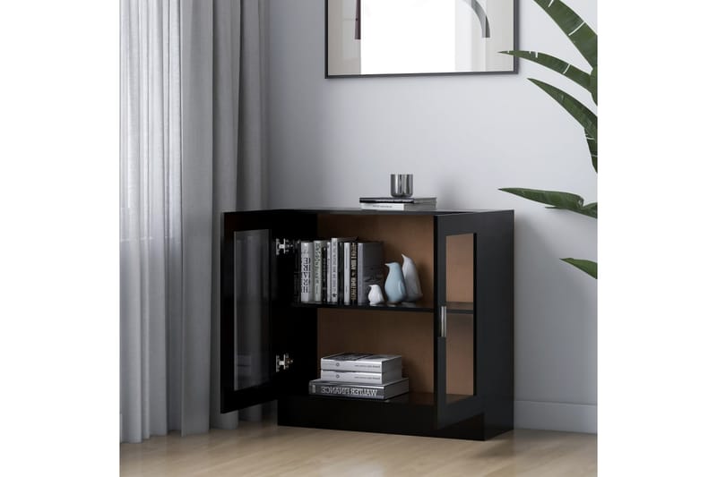 Vitriinikaappi musta 82,5x30,5x80 cm lastulevy - Musta - Säilytys - Kaappi - Vitriini