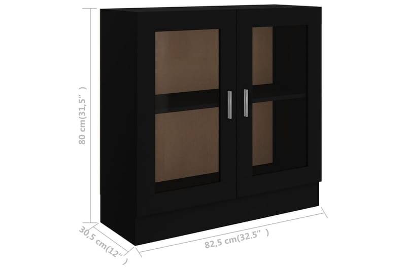 Vitriinikaappi musta 82,5x30,5x80 cm lastulevy - Musta - Säilytys - Kaappi - Vitriini