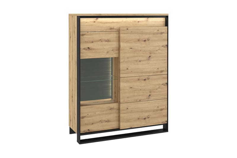Vitriinikaappi Quant 41x110 cm - Tammi/Musta - Säilytys - Kaappi - Vitriini