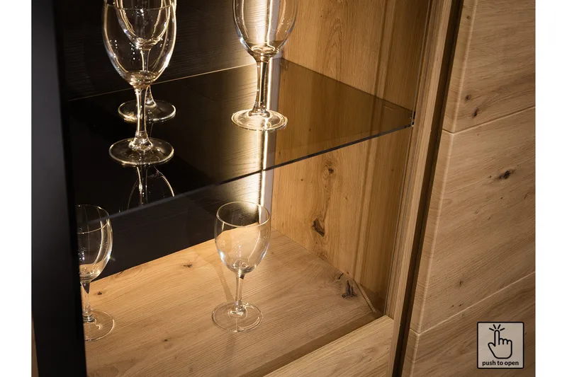 Vitriinikaappi Quant 41x110 cm - Tammi/Musta - Säilytys - Kaappi - Vitriini