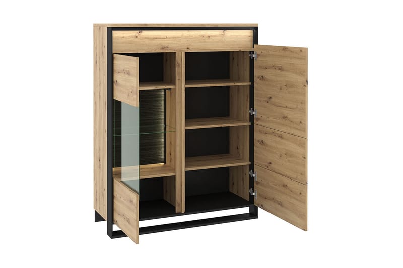 Vitriinikaappi Quant 41x110 cm - Tammi/Musta - Säilytys - Kaappi - Vitriini