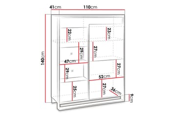 Vitriinikaappi Quant 41x110 cm - Tammi/Musta - Säilytys - Kaappi - Vitriini