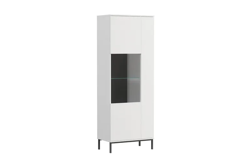 Vitriinikaappi Quertas 70x190x41 cm, Valkoinen/Musta