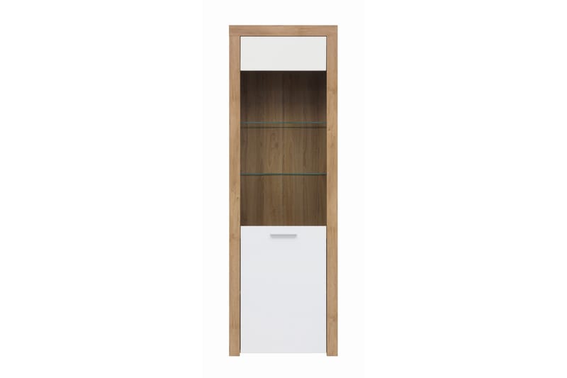 Vitriinikaappi Sitar - Puu/Luonnonväri/Valkoinen - Säilytys - Kaappi - Vitriini