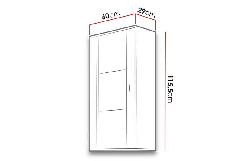 Vitriinikaappi Soho 60x29x115,5 cm - Musta - Vitriini