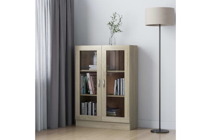 Vitriinikaappi Sonoma-tammi 82,5x30,5x115 cm lastulevy - Ruskea - Säilytys - Kaappi - Vitriini