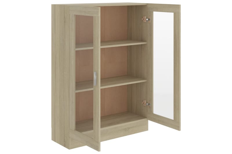 Vitriinikaappi Sonoma-tammi 82,5x30,5x115 cm lastulevy - Ruskea - Säilytys - Kaappi - Vitriini