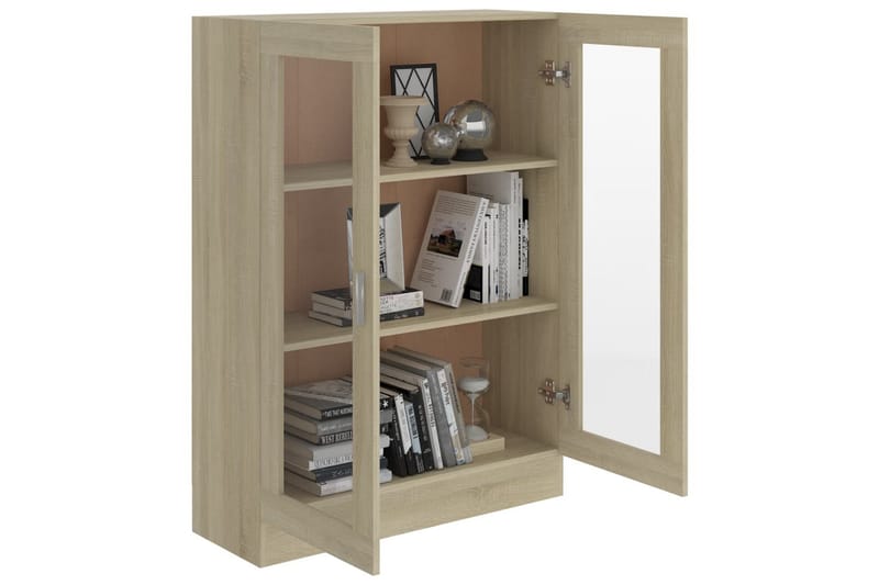 Vitriinikaappi Sonoma-tammi 82,5x30,5x115 cm lastulevy - Ruskea - Säilytys - Kaappi - Vitriini