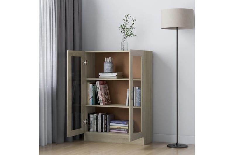 Vitriinikaappi Sonoma-tammi 82,5x30,5x115 cm lastulevy - Ruskea - Säilytys - Kaappi - Vitriini