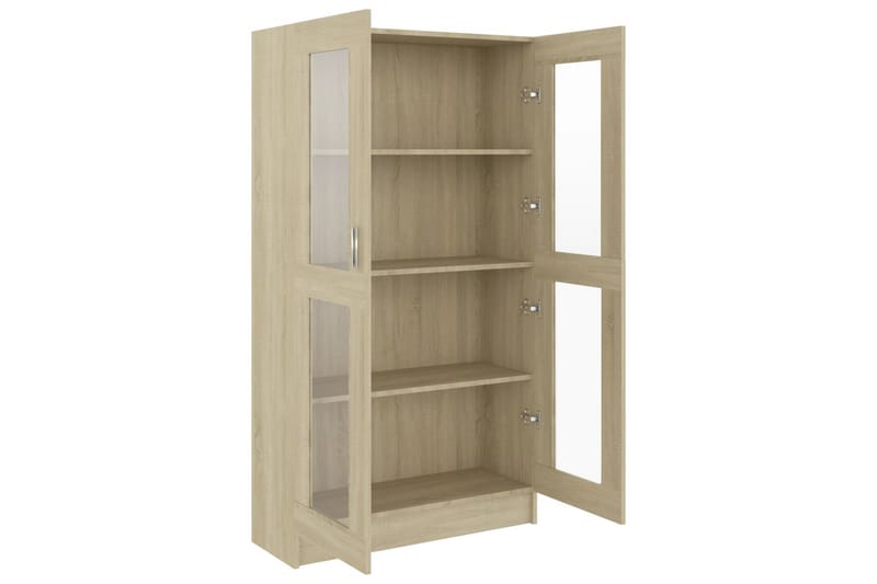Vitriinikaappi Sonoma-tammi 82,5x30,5x150 cm lastulevy - Ruskea - Säilytys - Kaappi - Vitriini