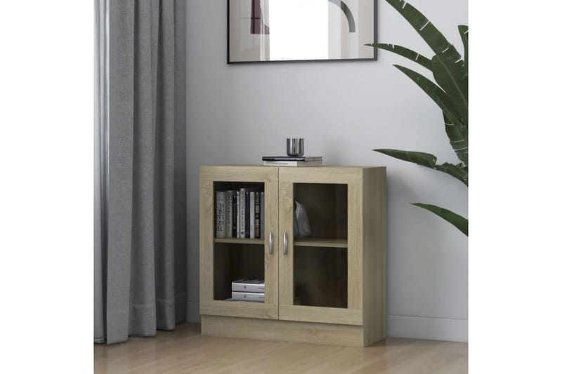 Vitriinikaappi Sonoma-tammi 82,5x30,5x80 cm lastulevy - Ruskea - Säilytys - Kaappi - Vitriini