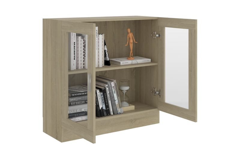Vitriinikaappi Sonoma-tammi 82,5x30,5x80 cm lastulevy - Ruskea - Säilytys - Kaappi - Vitriini
