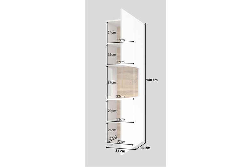 Vitriinikaappi Speno 140 cm - Valkoinen - Säilytys - Kaappi - Vitriini