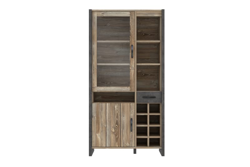 Vitriinikaappi Strelcha 43x105 cm - Ruskea/Harmaa - Säilytys - Kaappi - Vitriini