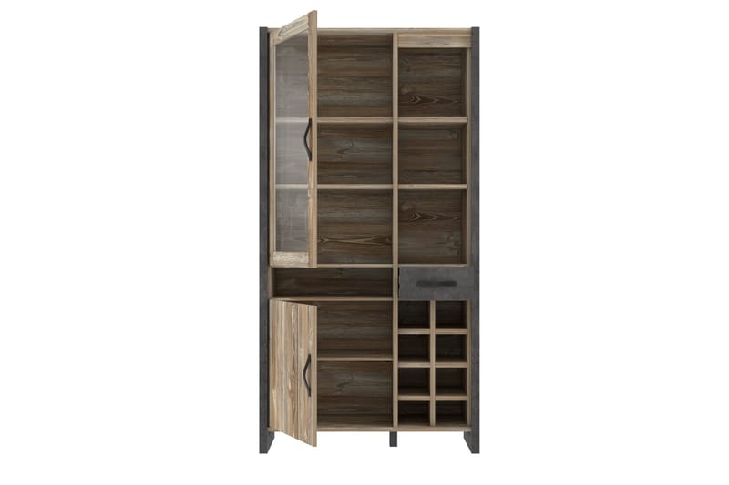 Vitriinikaappi Strelcha 43x105 cm - Ruskea/Harmaa - Säilytys - Kaappi - Vitriini