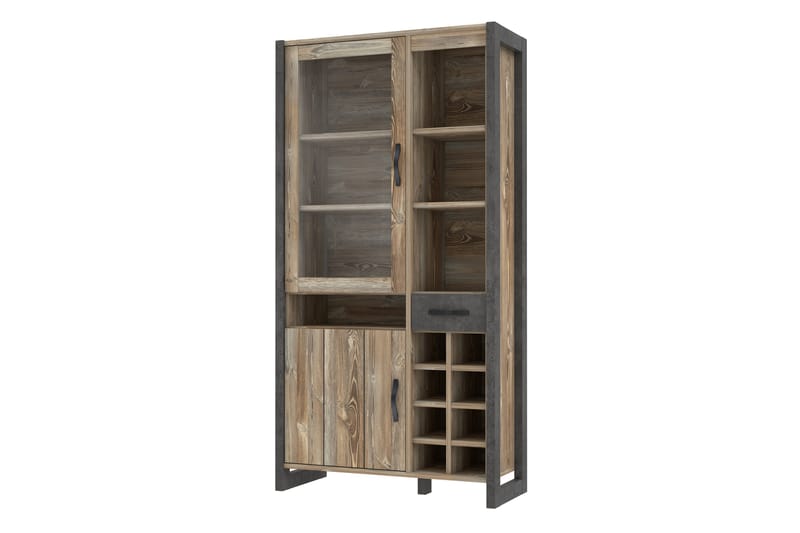 Vitriinikaappi Strelcha 43x105 cm - Ruskea/Harmaa - Säilytys - Kaappi - Vitriini