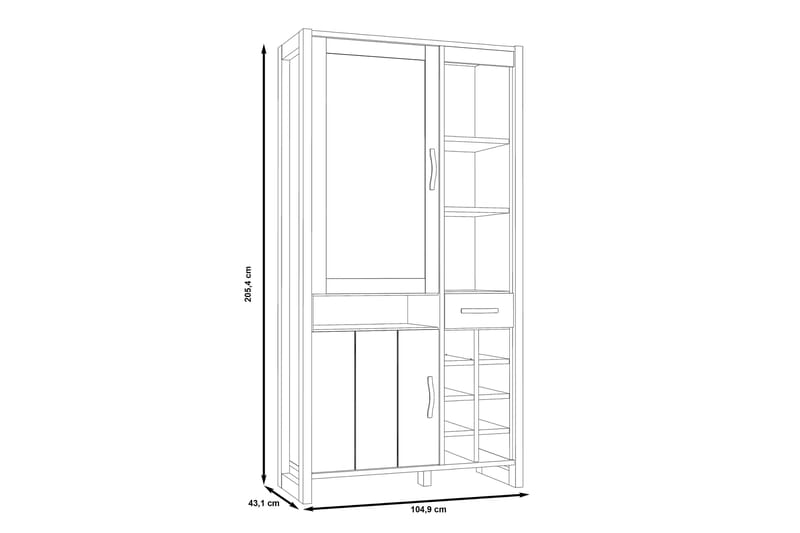 Vitriinikaappi Strelcha 43x105 cm - Ruskea/Harmaa - Säilytys - Kaappi - Vitriini