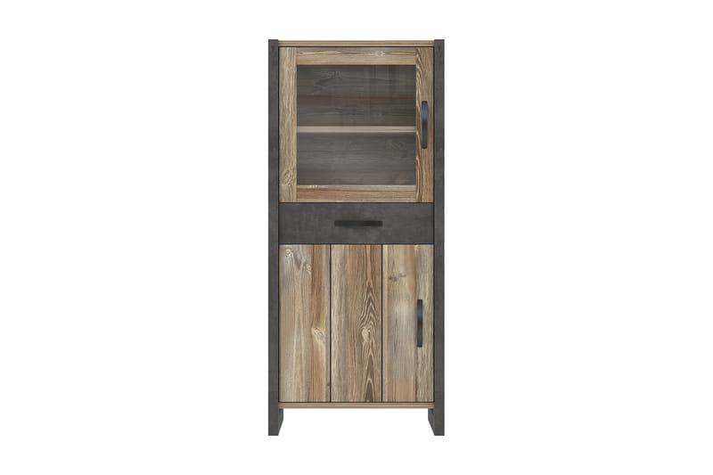 Vitriinikaappi Strelcha 43x68 cm 2 hyllyä - Ruskea/Harmaa - Säilytys - Kaappi - Vitriini