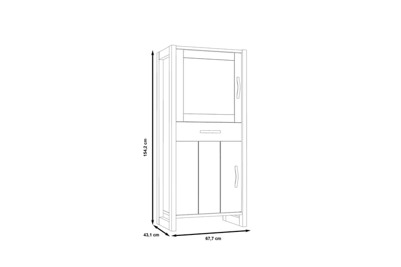 Vitriinikaappi Strelcha 43x68 cm 2 hyllyä - Ruskea/Harmaa - Säilytys - Kaappi - Vitriini
