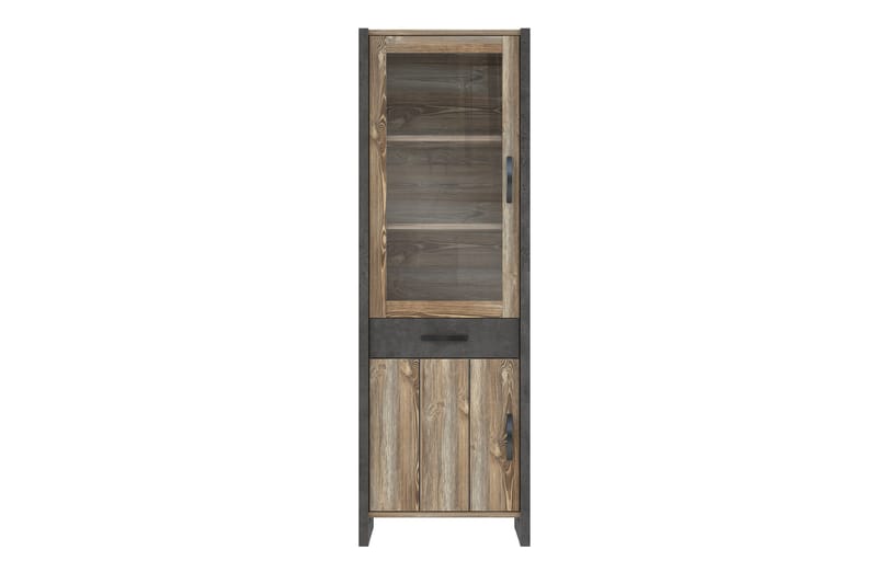 Vitriinikaappi Strelcha 43x68 cm 3 hyllyä - Ruskea/Harmaa - Säilytys - Kaappi - Vitriini