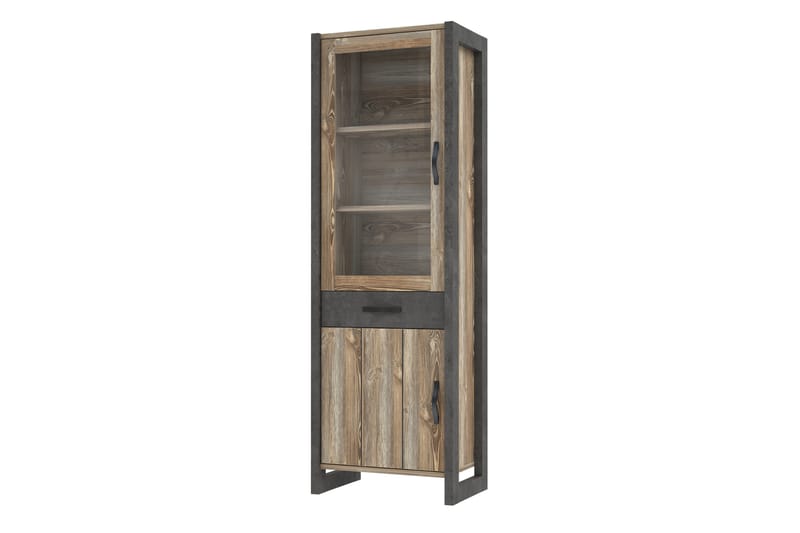 Vitriinikaappi Strelcha 43x68 cm 3 hyllyä - Ruskea/Harmaa - Säilytys - Kaappi - Vitriini