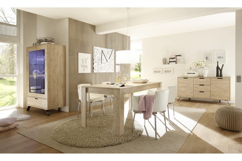 Vitriinikaappi Terreno 106 cm 2 ovea laatikko - Tammi - Säilytys - Kaappi - Vitriini