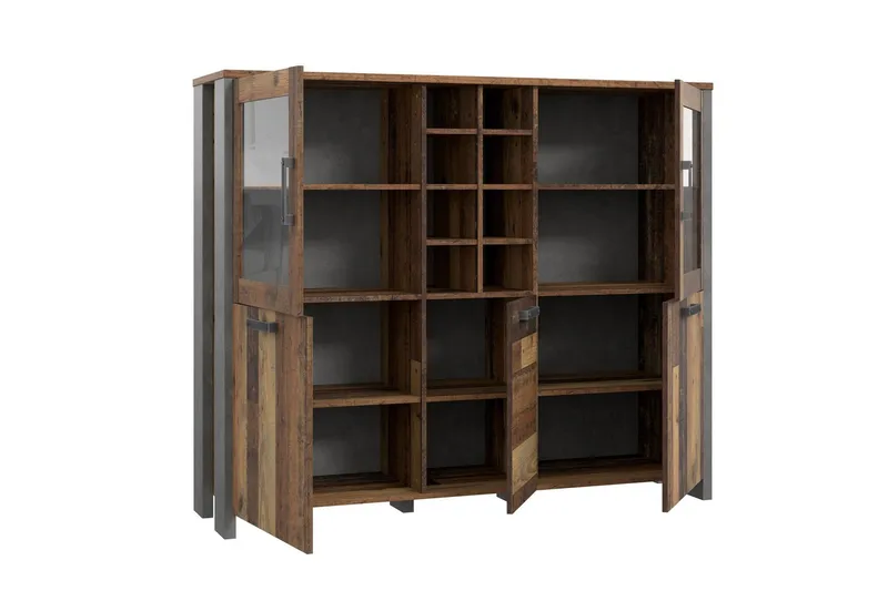 Vitriinikaappi Treknow 151 cm - Ruskea/Harmaa - Säilytys - Kaappi - Vitriini