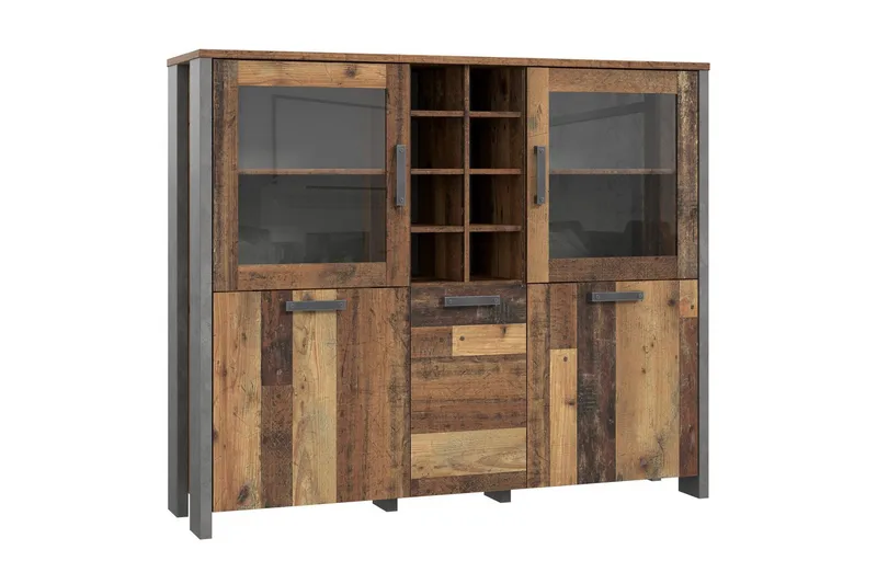 Vitriinikaappi Treknow 151 cm, Ruskea/Harmaa