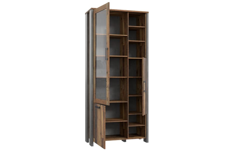 Vitriinikaappi Treknow 92 cm - Ruskea/Harmaa - Säilytys - Kaappi - Vitriini