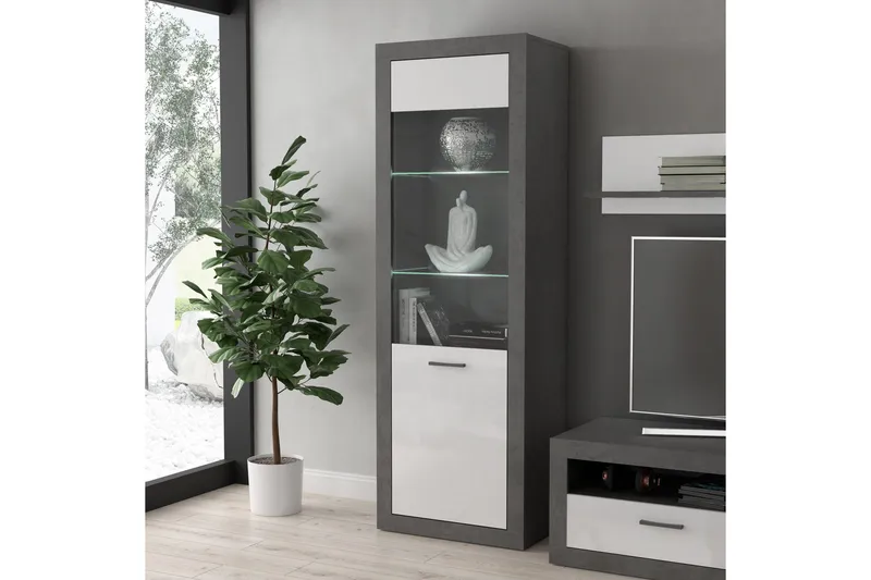 Vitriinikaappi Uzunkop 41x63 cm - Harmaa/Valkoinen - Säilytys - Kaappi - Vitriini