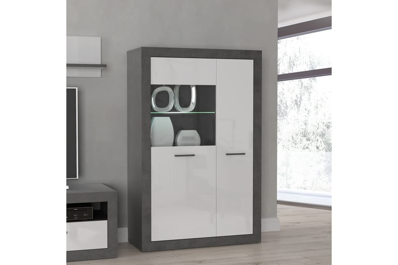 Vitriinikaappi Uzunkop 41x93 cm - Harmaa/Valkoinen - Säilytys - Kaappi - Vitriini