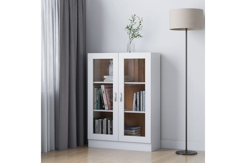 Vitriinikaappi valkoinen 82,5x30,5x115 cm lastulevy - Valkoinen - Säilytys - Kaappi - Vitriini