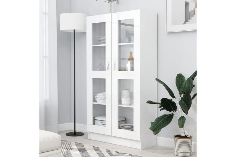 Vitriinikaappi valkoinen 82,5x30,5x150 cm lastulevy - Valkoinen - Säilytys - Kaappi - Vitriini