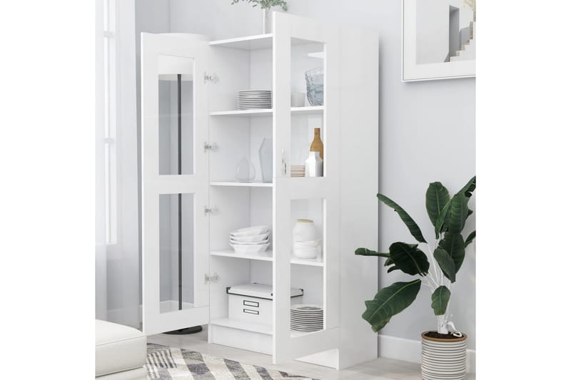 Vitriinikaappi valkoinen 82,5x30,5x150 cm lastulevy - Valkoinen - Säilytys - Kaappi - Vitriini