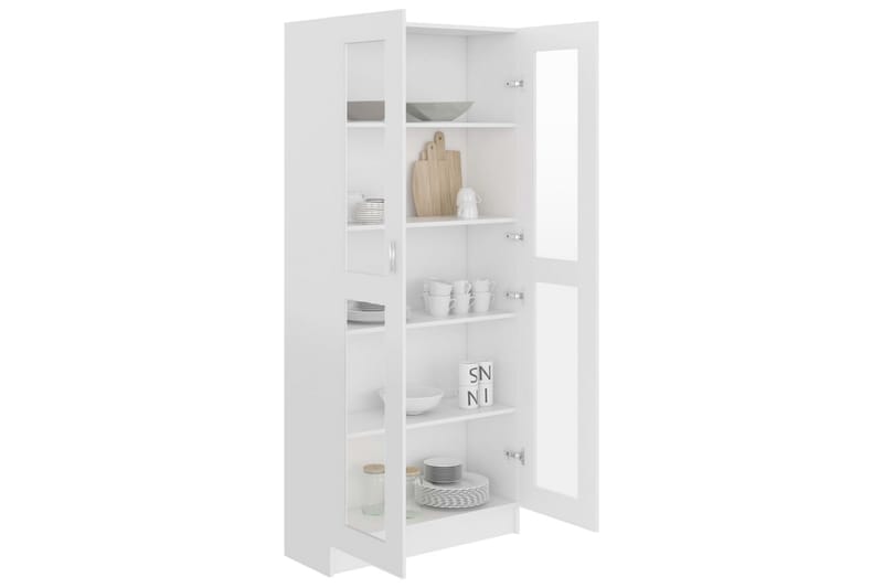Vitriinikaappi valkoinen 82,5x30,5x185,5 cm lastulevy - Valkoinen - Säilytys - Kaappi - Vitriini