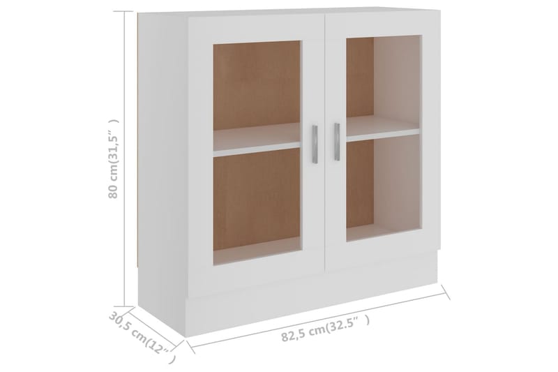 Vitriinikaappi valkoinen 82,5x30,5x80 cm lastulevy - Valkoinen - Säilytys - Kaappi - Vitriini
