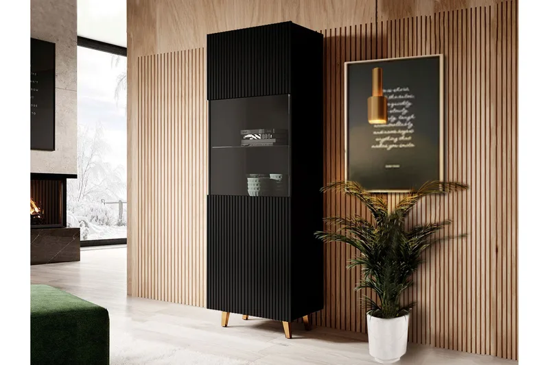 Vitriinikaappi Pafolo Nej Musta|Guld - Säilytys - Kaappi - Vitriini