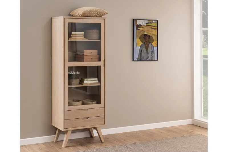 Vitrinäskaappi Simmadon 190 cm - Valkoinen - Säilytys - Kaappi - Vitriini