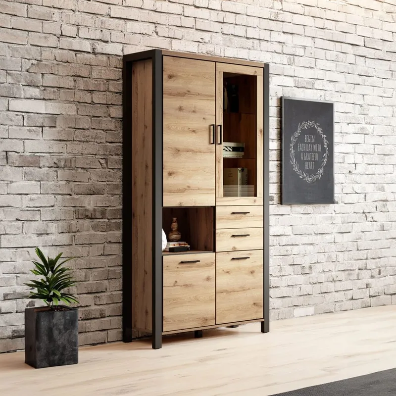 Vitriinikaappi Aktiv 4 ovea ja 2 laatikkoa - Säilytys - Kaappi - Vitriini