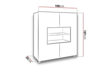 Vitriinikaappi Calabrini 100x35x107 cm - Ruskea - Säilytys - Kaappi - Vitriini