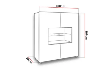 Vitriinikaappi Calabrini 100x35x107 cm - Valkoinen - Säilytys - Kaappi - Vitriini