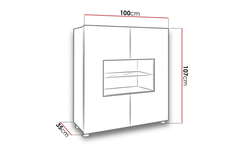 Vitriinikaappi Calabrini 100x35x107 cm - Säilytys - Kaappi - Vitriini