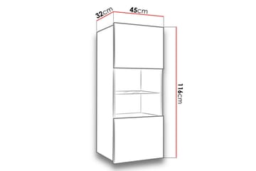 Vitriinikaappi Calabrini 45x32x117 cm - Beige/Ruskea - Säilytys - Kaappi - Vitriini